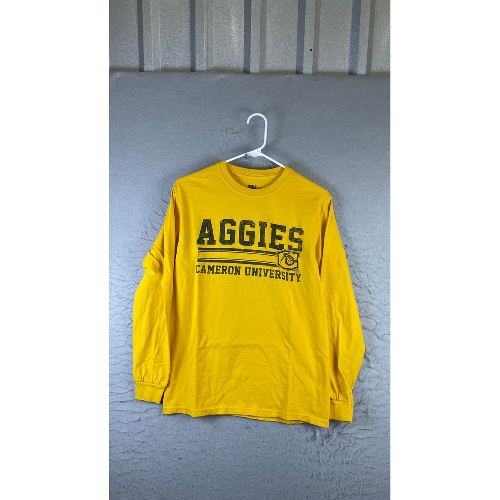 MV Sport T-Shirt Mens Small Yellow Exc Aggies Cameron University Long Sleeve